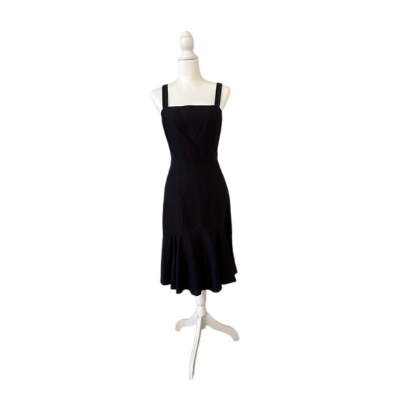 LOFT Dresses & Skirts - LOFT Black Fit & Flare Midi Dress Size 4 | Square Neck Sleeveless